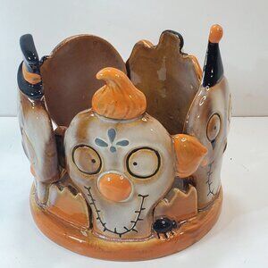 Yankee Candle Boney Bunch Circus Clowns Large Jar Candle Holder Halloween Decor